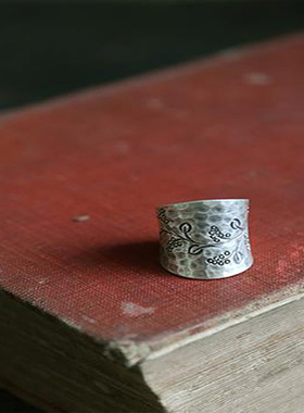 清迈手工银戒指开口可调节文艺复古做旧时尚个性厂家直销