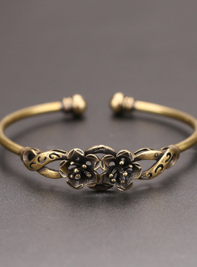 复古手工做旧黄铜手镯子