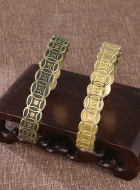 做旧黄铜钱币开口手环镯子