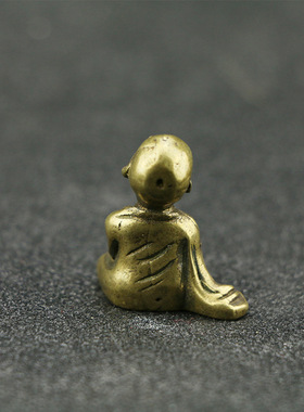 实心纯黄铜和尚古玩茶宠摆件仿古工艺品小佛古铜器装饰收藏品