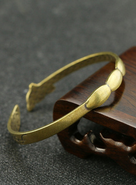 纯黄铜仿古工艺手环狐狸手镯男女