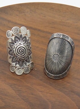 泰国清迈手工花戒指夸张长款霸气食指男女复古民族风开口戒指