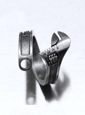 泰银复古做旧扳手工具戒指男女款潮流欧美古典指环开口个性热销