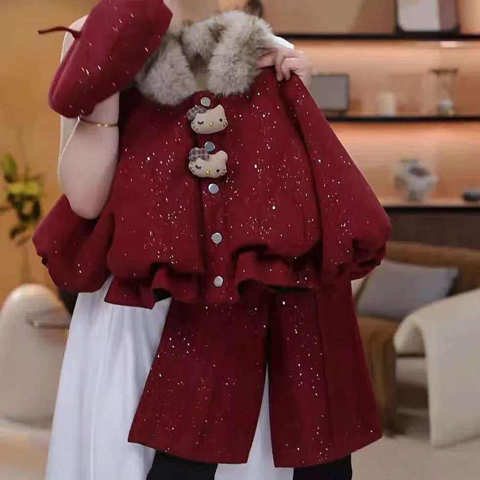 女童冬装拜年服套装儿童洋气加绒加厚新年小女孩宝宝洋气两件套潮,淘宝优惠券,粉丝福利购,淘宝优惠卷