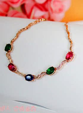 玫瑰金色多彩镶嵌闪亮手链