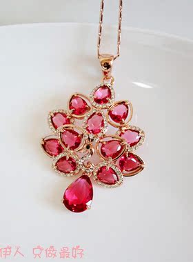 饰品玫瑰金镂空孔雀短链