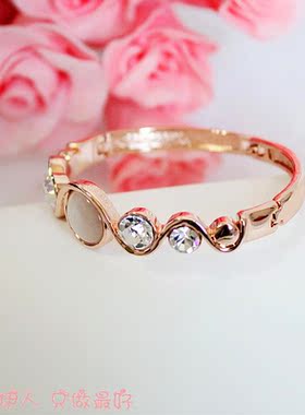 饰品玫瑰金水晶防过敏不掉色手链