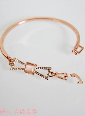 玫瑰金色猫眼石蝴蝶防过敏手链