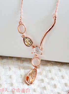 饰品玫瑰金水晶防过敏短链