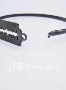 欧美朋克风钛钢刀片复古黑色手环