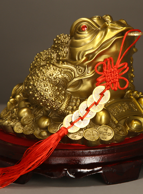 纯黄铜三足金蟾摆件开业礼