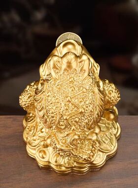 铜制三足金蟾招财摆件纯铜店铺办公室风水旺财蟾蜍黄铜金蝉手把件