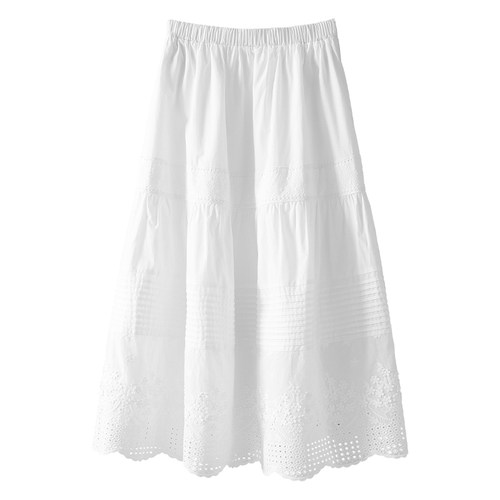 MIXABO重工法式白色花边长裙夏季小众高级蛋糕裙半身裙女棉设计感-图3