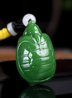 和田玉碧玉龙龟小手把件