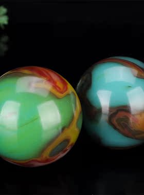 天然新疆和田玉彩玉实心球手把件