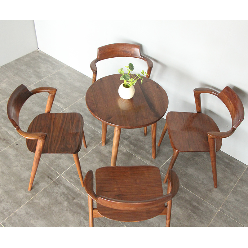 古今原木实木圆桌椅简约CH400A北欧轻奢FAS级北美黑胡桃木餐桌椅 - 图0