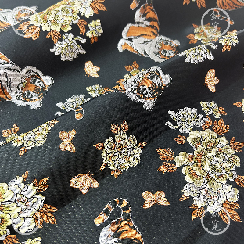 国风老虎花卉提花面料新中式汉服旗袍布料织锦工艺,淘宝优惠券,粉丝福利购,淘宝优惠卷