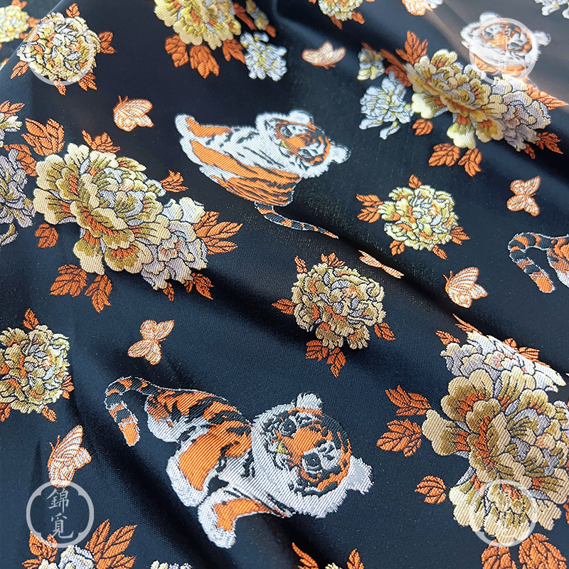 国风老虎花卉提花面料新中式汉服旗袍布料织锦工艺,淘宝优惠券,粉丝福利购,淘宝优惠卷