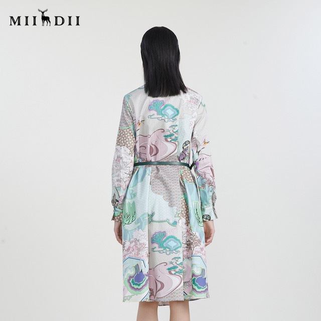 Riddle theme colorful dress spring new retro loose A-line long skirt long sleeves 231ML0105