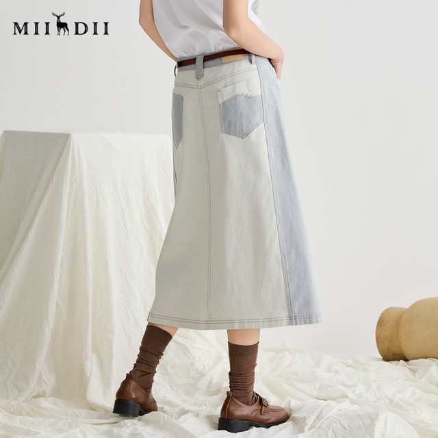 Answer to the puzzle skirt for women 2025 summer new product navigation system splicing design loose A-type mid-length skirt 252MB0571