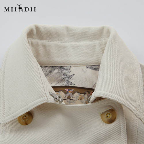 谜底中长款风衣女士秋季新品通勤风简约双排扣外套243ME1183 - 图2