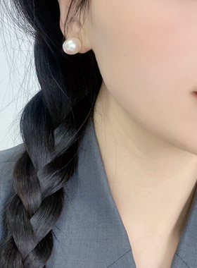 强光炫彩粉光珍珠耳钉女复古港风