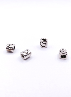 S999纯银做旧复古泰3diy硬足银LOVE路路通素珠女款红黑绳手链配件