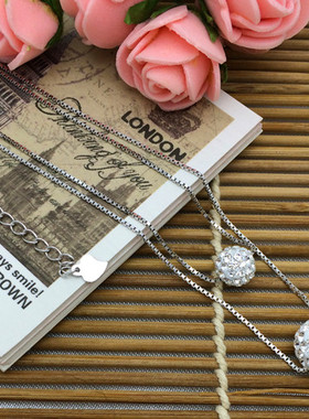 吊坠项链镶满钻圆球明星同款盒子