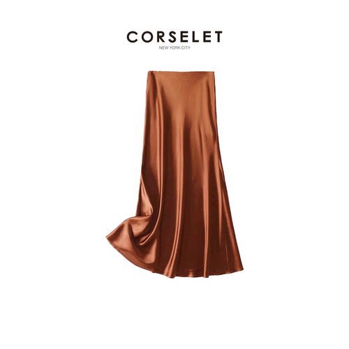 CORSELET 法式缎面鱼尾半身裙A字微包臀垂感半裙经典松弛百搭长裙 - 图2