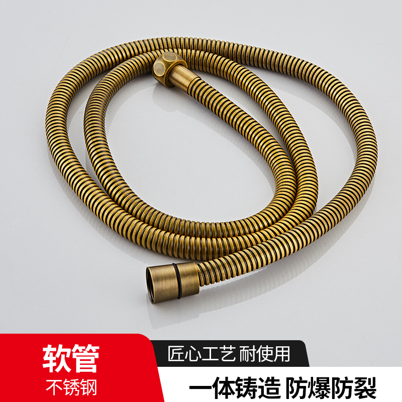 卫浴仿古花洒单头手持淋头全铜欧式电话喷头淋浴配件顶喷通用软管 - 图1
