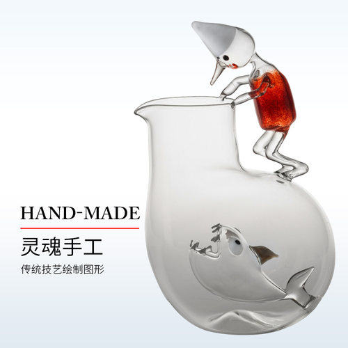 意大利进口 Massimo Lunardon手工动物玻璃醒酒器酒壶 冷水壶花瓶 - 图2