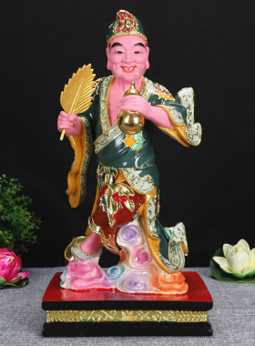 多款佛堂极彩骑龙坐济公像站活佛济颠和尚李修缘中式树脂佛像摆件