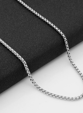 不锈钢项链钛钢男士项链配链DIY饰品配件韩版女生颈链方珍珠链