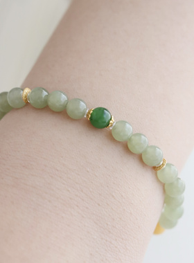 原创「楼山春晓」天然和田玉多宝手串新中式国风手链女淡雅气质