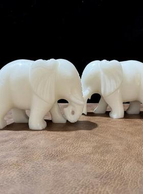 天然玉石大象摆件吸水招财客厅玄关家居装饰品雕刻新中式办公室