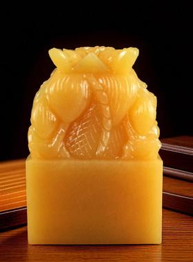 天然玉石财印九龙印章装饰品玉玺