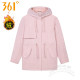 361 Degree Women's Sports Velvet Lined Windbreaker Warm 2024 Winter New Style 361 Outdoor Hooded Jacket Windproof 3602
