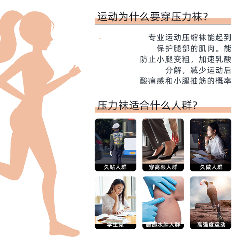 运动过膝压缩袜跑步跳绳肌能健身专业压力袜子羽毛球网球女小腿袜