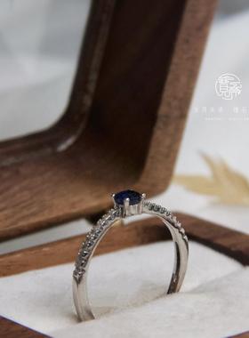 蓝宝石925纯银镶嵌戒指