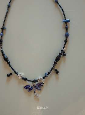 匡舟本色 韩国ins童趣 镶钻蜻蜓雕花 水晶葫芦石 串珠项链锁骨链