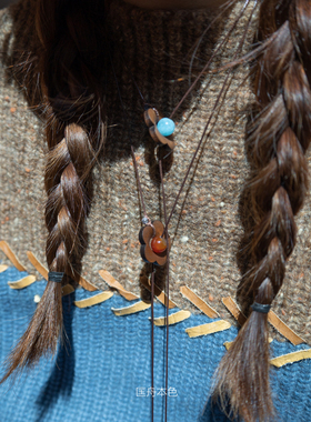 匡舟本色 复古日系文艺 苍井优森女 木制小花 串珠锁骨项链可调节