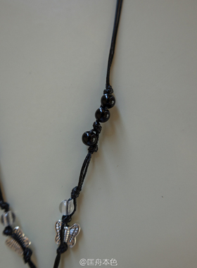 匡舟本色 韩国小众设计款 暗黑玉石黑蝴蝶玉石爱心 吊坠串珠项链