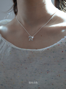 匡舟本色 韩国博主ins fever少女芭蕾风蝴蝶结吊坠 极简锁骨项链