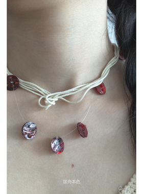 匡舟本色 复古民族风vintage 海岛少女波西米亚 多层贝母串珠项链