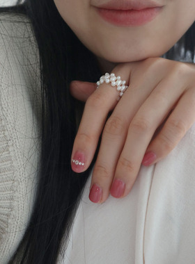 天然淡水珍珠编织戒指尾戒食指戒