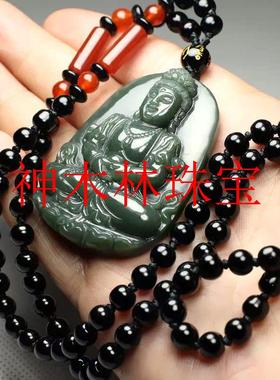 和田玉观音玉坠新疆青玉男士观世音菩萨项链玉石玉挂件弥勒佛玉佩