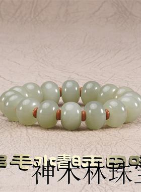 晴水和田玉算盘珠手串高端玉石手链湖水绿和田玉手链串珠圆珠饰品