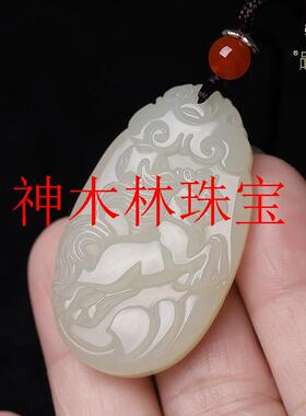 新疆和田玉羊脂白玉兔吊坠挂件玉石十二生肖平安牌属相毛衣链玉佩