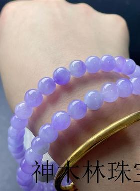 缅甸高品质精选翡翠色冰糯种满紫罗兰项链圆珠串女款时尚饰品送人
