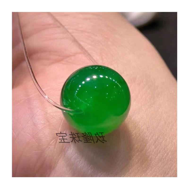 帝王绿翡翠色散珠满阳绿冰种圆珠子耳坠祖母绿玉石手珠串项链配珠 - 图3